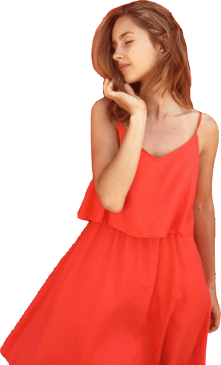 a lady in a red dress with a transparent background.